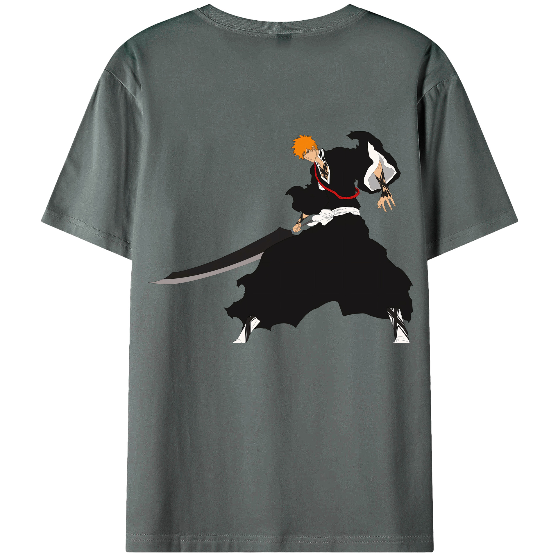 （画像用） ブリーチ 黒崎一護（くろさき いちご）BLEACH Kurosaki Ichigo 綿100％ メンズ半袖Tシャツ（バックプリント） 通気性